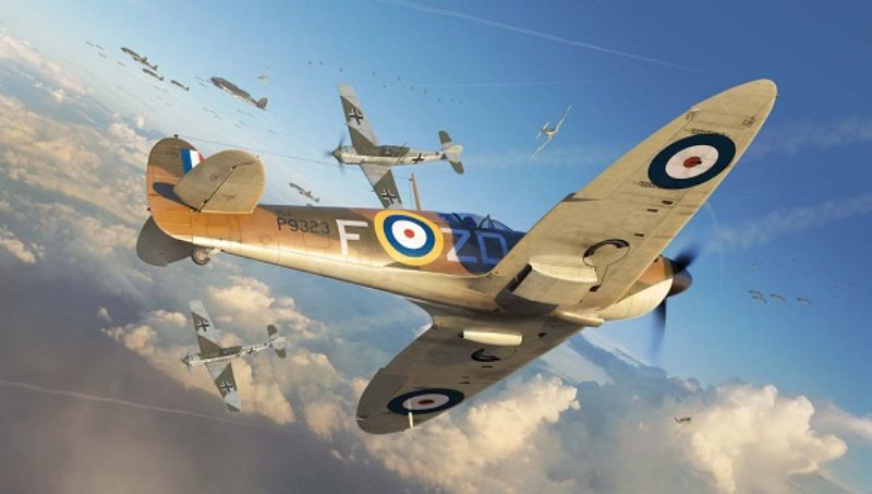 1/48 scale model kit of the Supermarine Spitfire Mk.1 featuring 149 pieces, ideal for aviation enthusiasts and skilled modelers.