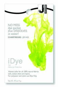 Vibrant iDye Chartreuse 422 packet for dyeing natural fabrics like cotton, silk, and linen with ease and uniform color.