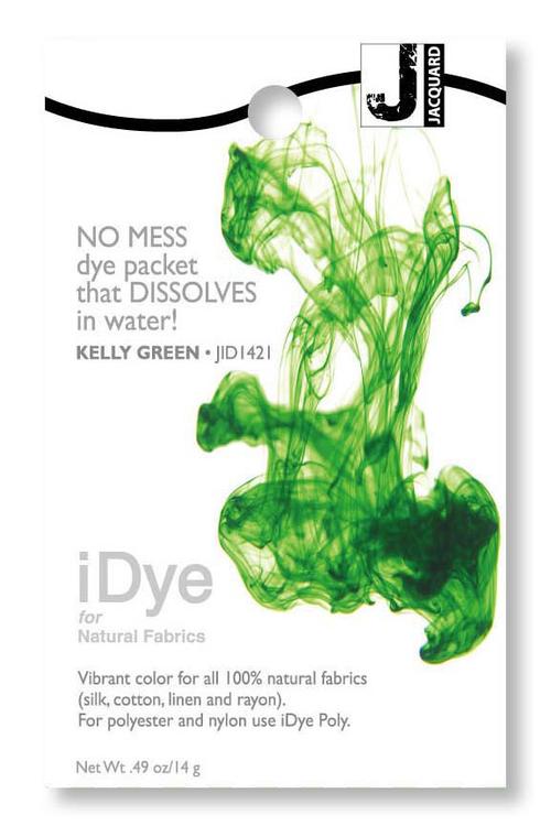 Elegant emerald dye from iDye, perfect for dyeing natural fabrics like cotton and silk in hot water.