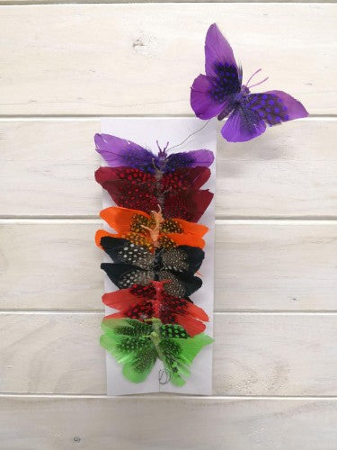 DÇ¸cor Feather Butterflies with Spotted Design x 12