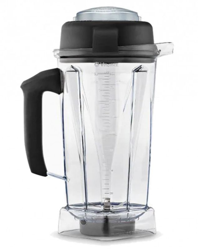 Vitamix Classic 2L Wet Container for smoothies and soups, featuring spill-proof spout, vented lid, and optimized blending design.