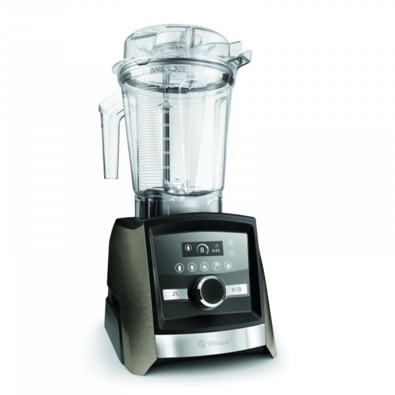 Vitamix A3500i High-Performance Blender in Black Stainless, featuring touchscreen controls and five programmable settings.