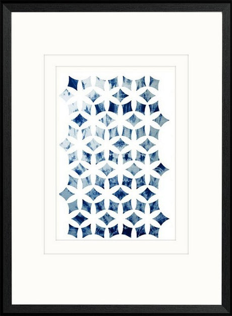 Framed blue geometric art print (60 x 80cm) adds vibrant color and visual interest to any living space.