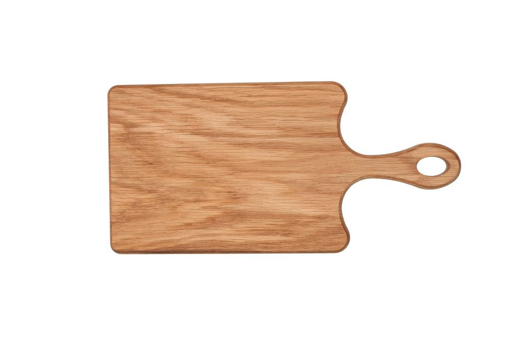 Small oak wooden board by T&G, measuring 308x150x15mm, perfect for cutting and serving with elegant design.