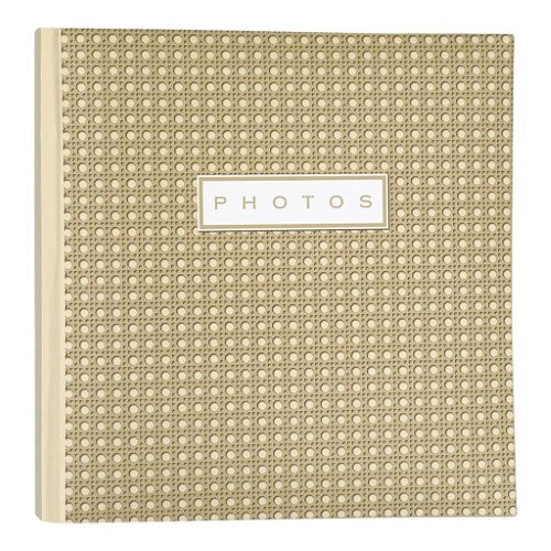 Boho Rattan Photo Album showcasing a stylish cover, stores 500 photos with slip-in pockets and durable acid-free pages.
