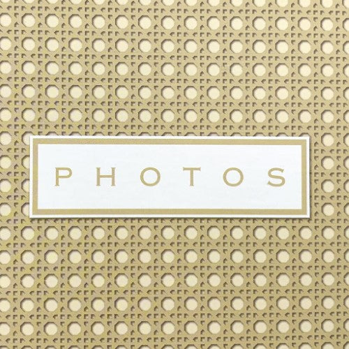 Elegant Boho Rattan Slip-In Photo Album, holds 500 photos, features stylish cover, slip-in pockets, and memo areas.
