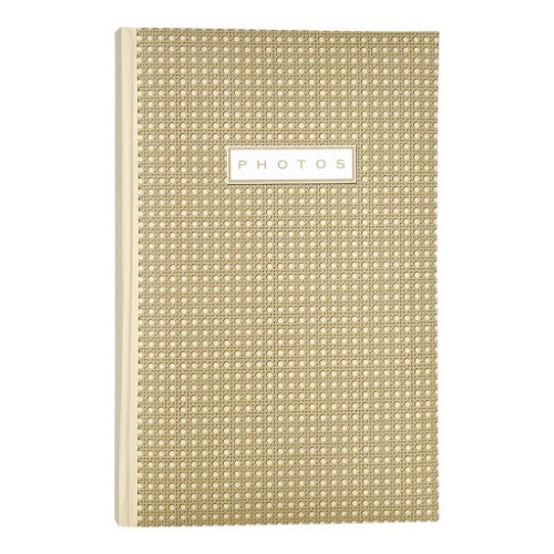 Elegant boho rattan photo album for 500 4x6" photos, featuring slip-in pockets and a durable, stylish design.