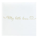 Elegant linen photo album with gold foil accents, holds 200 4x6" photos, features memo space for memories.
