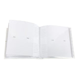 Elegant linen-covered photo album with gold foil embossing, holds 200 4x6 photos, includes memo spaces for notes.