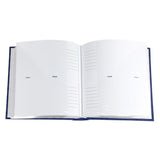 Navy slip-in photo album for 200 photos, featuring 'Hello Baby' embossed in gold foil and memo areas for cherished memories.