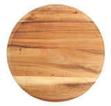 Elegant Baroque Round Board in premium acacia wood, perfect for serving pizzas and cheeses, showcasing unique natural variations.