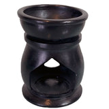 Black soapstone oil burner featuring a triple moon pentacle design, perfect for aromatherapy and home decor.