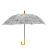 Umbrella showcasing various cat breeds, 120 x 95cm, with a sturdy wooden handle and automatic opening for cat lovers.