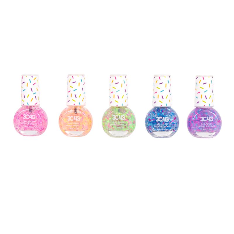 Bright confetti nail polish bottle showcasing colorful glitter, perfect for vibrant, party-ready manicures and DIY nail art.