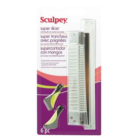 Sculpey ASBSET Super Slicer Set features 3 interchangeable blades for versatile, safe polymer clay cutting and sculpting.