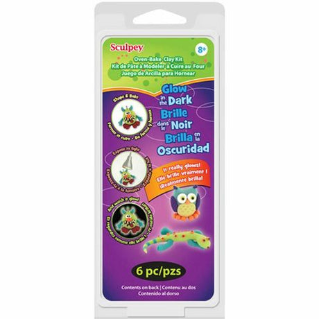 SCULPEY SHAPE & BAKE SET 6110: Glow in the dark polymer clay for creative projects like glowing eyes and shimmering bugs.