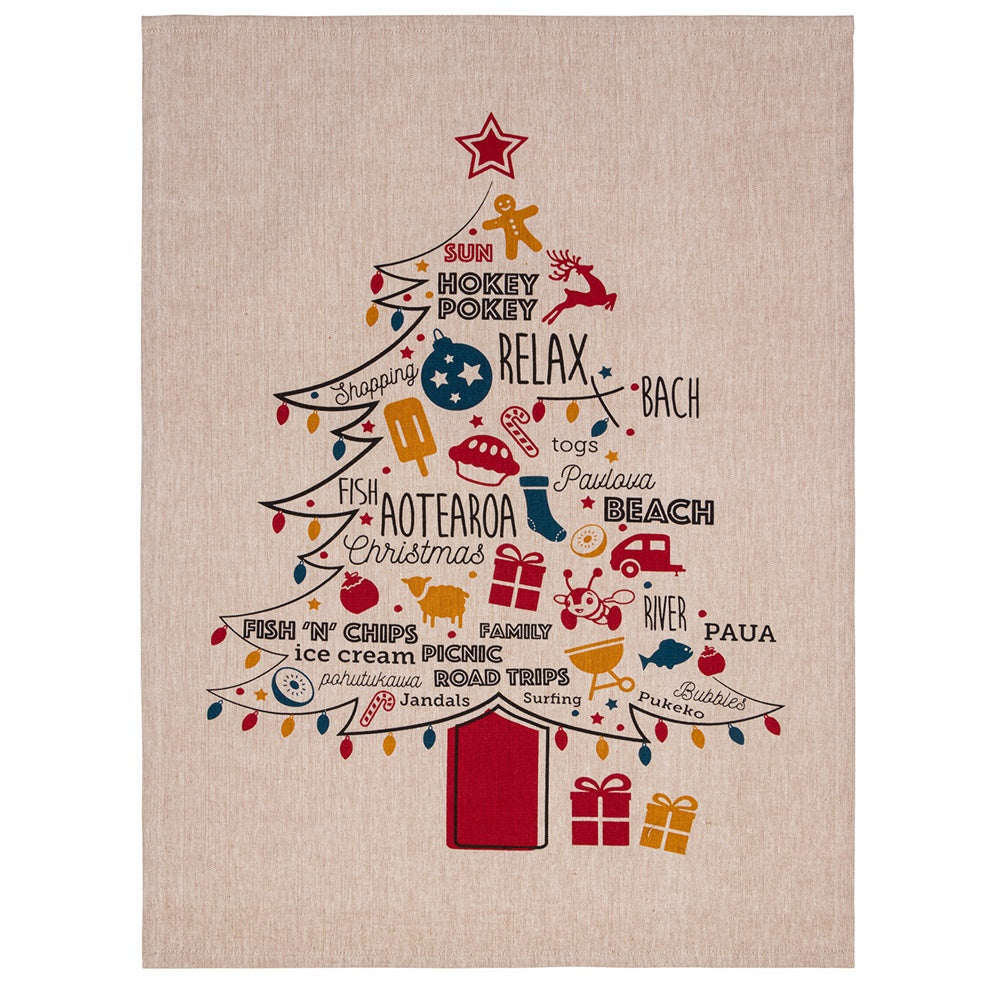 Set of 3 festive tea towels featuring Christmas designs, 100% cotton, 70cm, absorbent, perfect for kitchen tasks and decor.