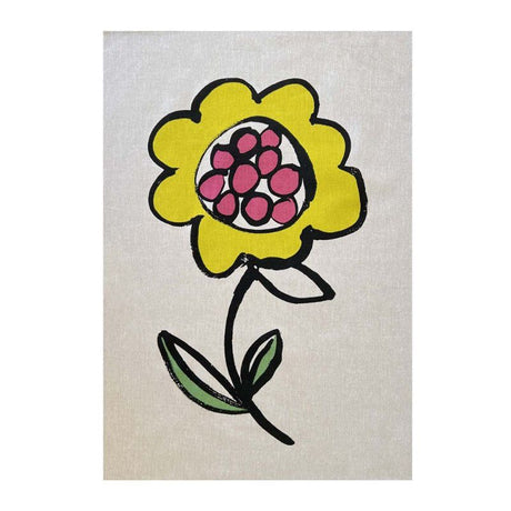 Vibrant cotton tea towel featuring floral design, measuring 50 x 70cm, highly absorbent, with a hanging loop for convenience.