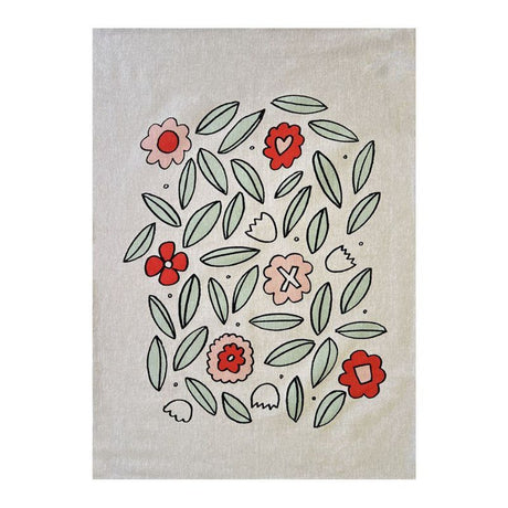 Elegant flower-patterned kitchen tea towel, 50 x 70cm, 100% cotton, highly absorbent with a convenient hanging loop.