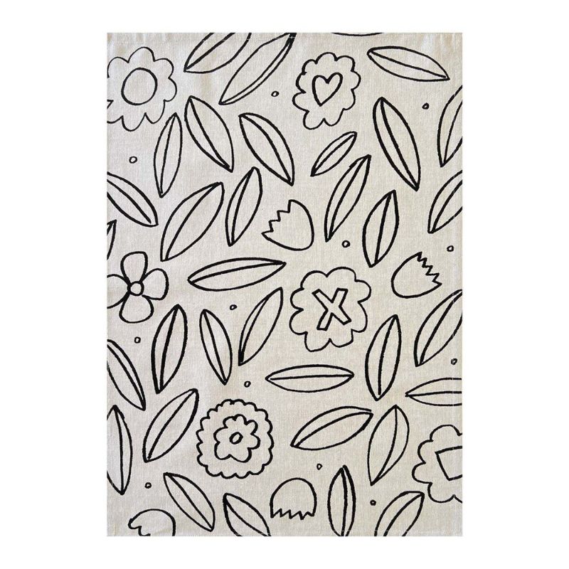 Floral-patterned tea towel measuring 50x70cm, made of highly absorbent 100% cotton, perfect for kitchen use.