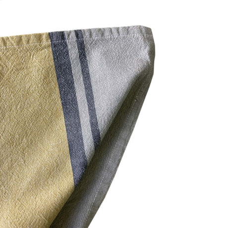 Stonewash antique gold striped tea towel: 50x70cm, 100% cotton, highly absorbent, with hanging loop for convenience.