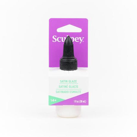 Sculpey Glaze Satin 30ml, a premium glaze for a stunning satin finish on polymer clay and ceramics, enhancing and protecting art.