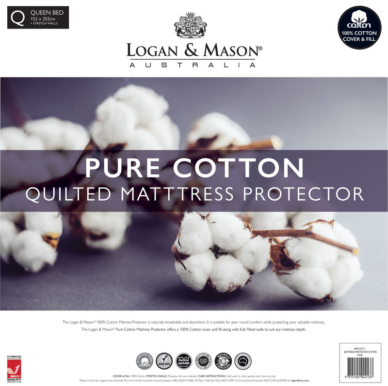 Cotton Mattress Protector - Logan And Mason Super King Au Bed (204cm)