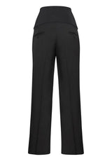 Ladies Maternity Pant in Charcoal, medium size, featuring breathable fabric, soft expandable rib, and professional mid-rise design.