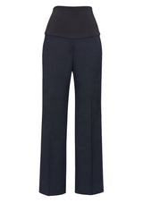 Navy Ladies Maternity Pant in Medium from Biz Collection, featuring soft expandable rib and straight leg design for comfort.
