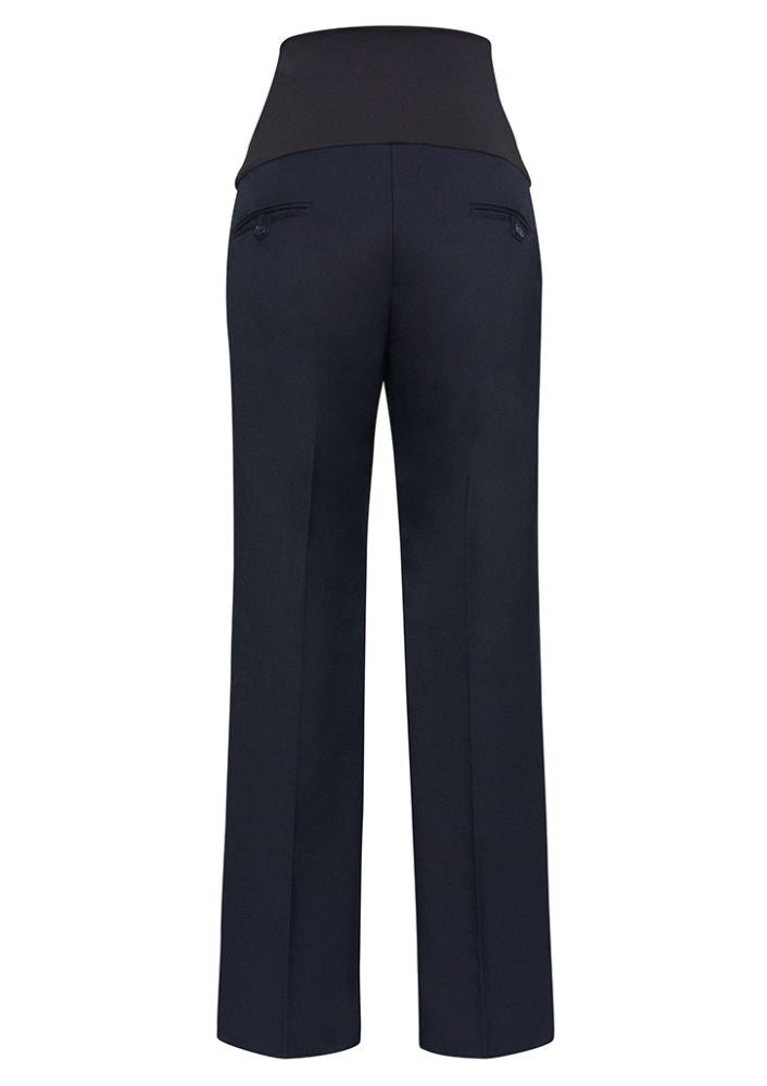 Navy Ladies Maternity Pant in Medium with expandable rib for comfort, mid-rise fit, and straight leg style from Biz Collection.