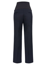 Navy Ladies Maternity Pant in Medium with expandable rib for comfort, mid-rise fit, and straight leg style from Biz Collection.