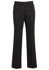 Ladies Relaxed Fit Pant in Black, size 26, featuring a mid-rise design and horizontal front pockets for everyday comfort.