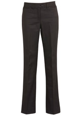 Ladies relaxed fit charcoal pants from Biz Collection, featuring a mid-rise design and functional horizontal front pockets.