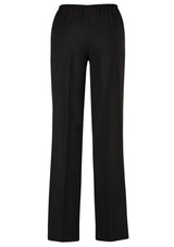 Black Ladies Easy Fit Pant by Biz Collection with tapered leg, deep side pockets, and comfortable pull-on style for versatile wear.