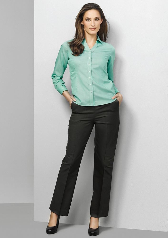 Ladies Easy Fit Pant in Charcoal, featuring a pull-on design, tapered leg, and deep pockets for comfort and versatility.