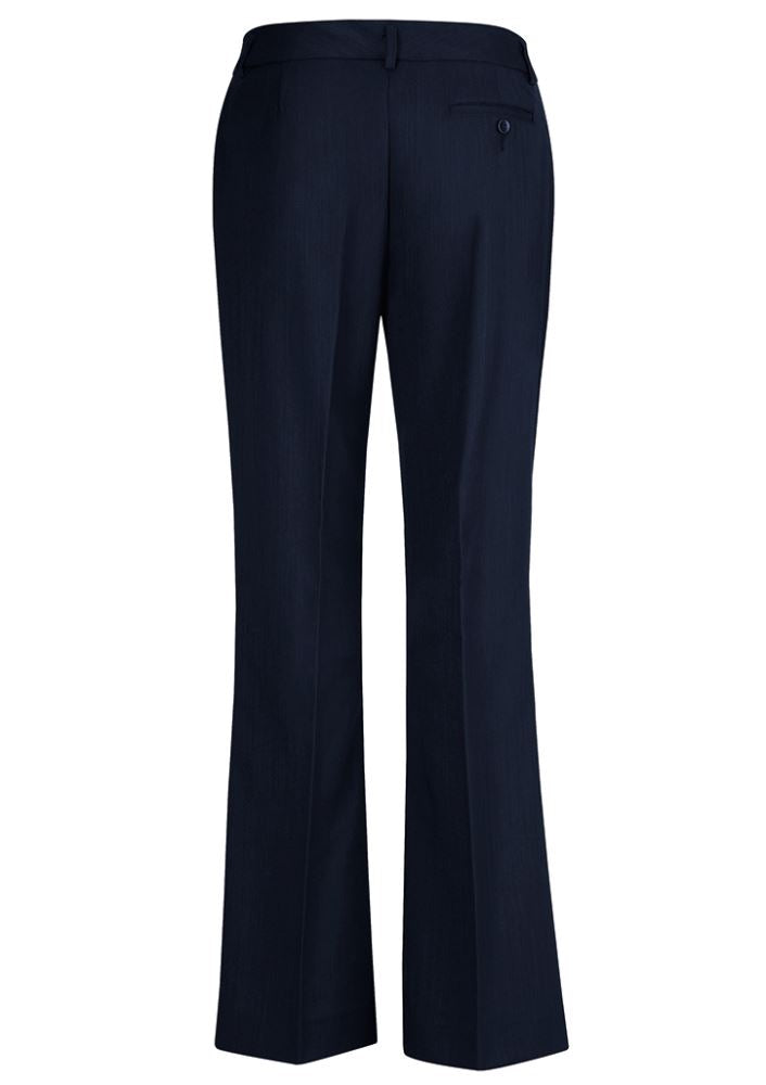 Navy bootleg pants for women, size 8, featuring a relaxed fit, breathable fabric, and practical pockets by Biz Collection.