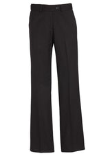 Ladies black adjustable waist pants, size 16, designed for comfort with mid-rise fit, deep pockets, and soft breathable fabric.