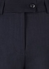 Ladies slim leg navy pants from Biz Collection, featuring a tapered design, split for comfort, and luxurious bamboo charcoal blend.