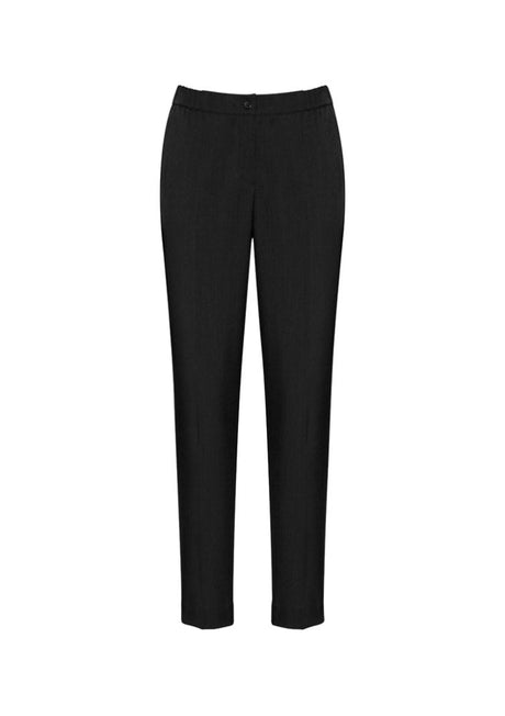 Ladies Ultra Comfort Waist Pants in black, featuring a higher rise waistband, tapered leg, and practical side pockets for versatile wear.
