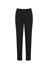 Ladies Ultra Comfort Waist Pant in black featuring a higher rise waistband, tapered legs, and side pockets, perfect for any occasion.