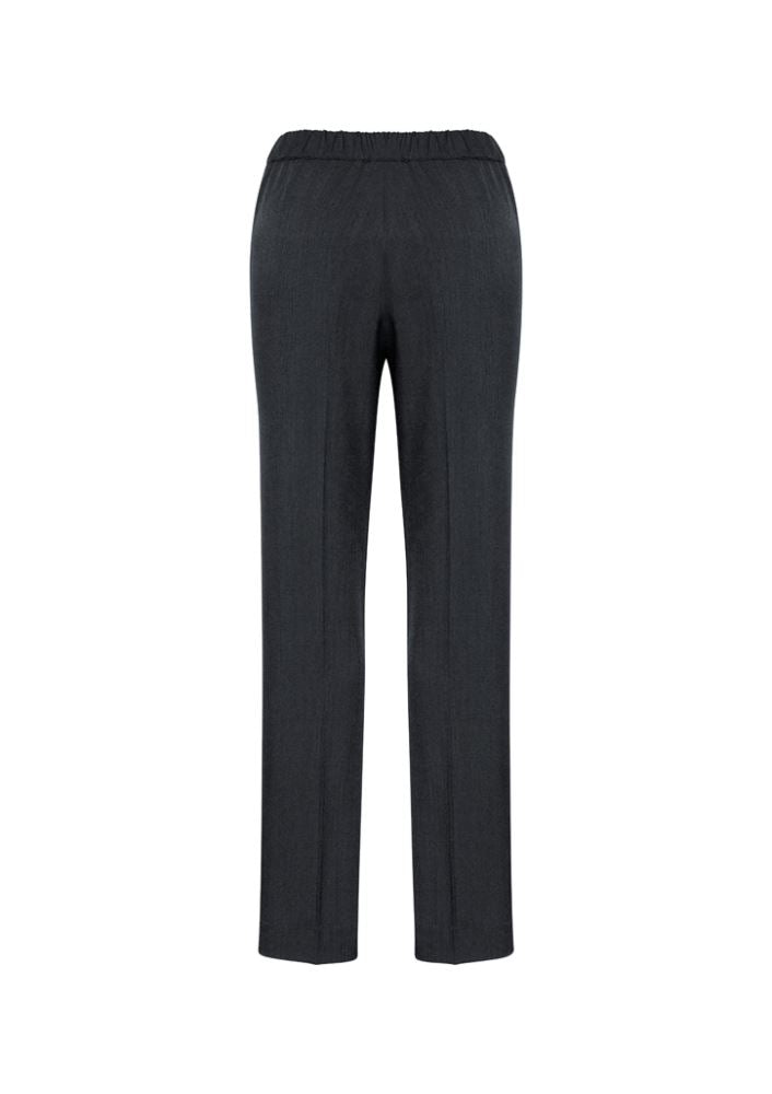 Ladies Ultra Comfort Waist Pant in charcoal, size 14, featuring a higher rise waistband, tapered legs, and side pockets.