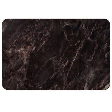 Set of 4 dark marble plastic placemats, heat resistant, easy to clean, measuring 435 x 285mm.