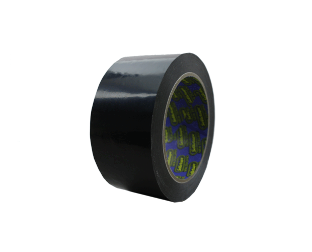 Black Sello Vinyl Packaging Tape (48mm x 66m) for reliable sealing, easy application, and customizable printing options.