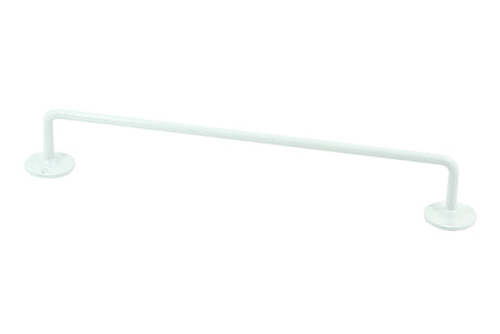 White powder-coated 760mm tea towel rail for stylish kitchen organization, made from durable steel with rust-resistant finish.