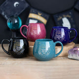 Green Fortune Teller mug changes color to reveal a mystical fortune design when filled with hot beverages.