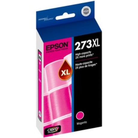 Original Epson 273XL magenta ink cartridge for vibrant prints, designed for high volume use with Claria technology.