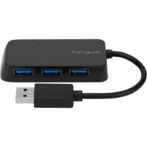 Targus 4-Port USB Hub with 4 USB 3.0 ports for fast connections and added versatility in any workspace.