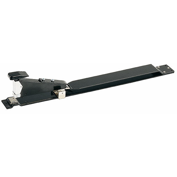 Powerful long arm stapler with all-steel construction, staples up to 40 sheets, and adjustable depth for precision.