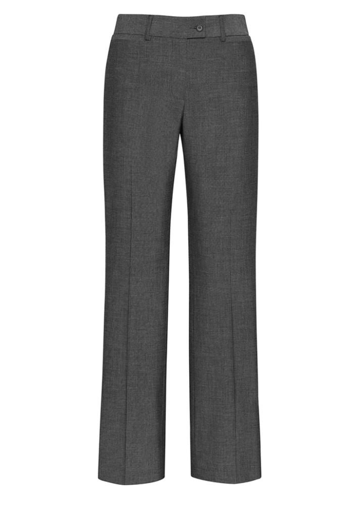 Ladies Relaxed Fit Pant in grey, size 8, featuring mid-rise fit, comfortable waistband, and practical pockets for casual or professional wear.