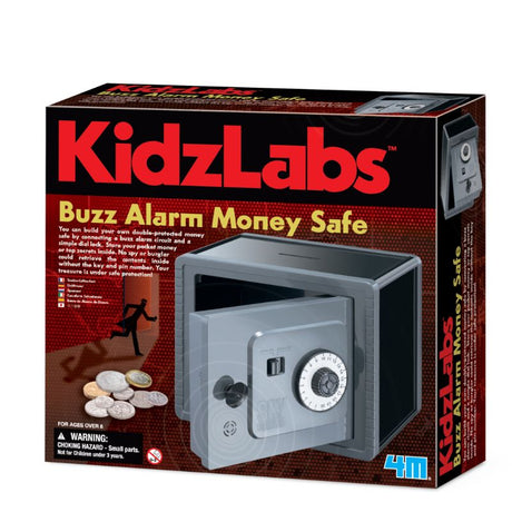 Hands-on STEM DIY kit for kids to build a secure money safe with a buzz alarm and dial lock, enhancing learning and creativity.